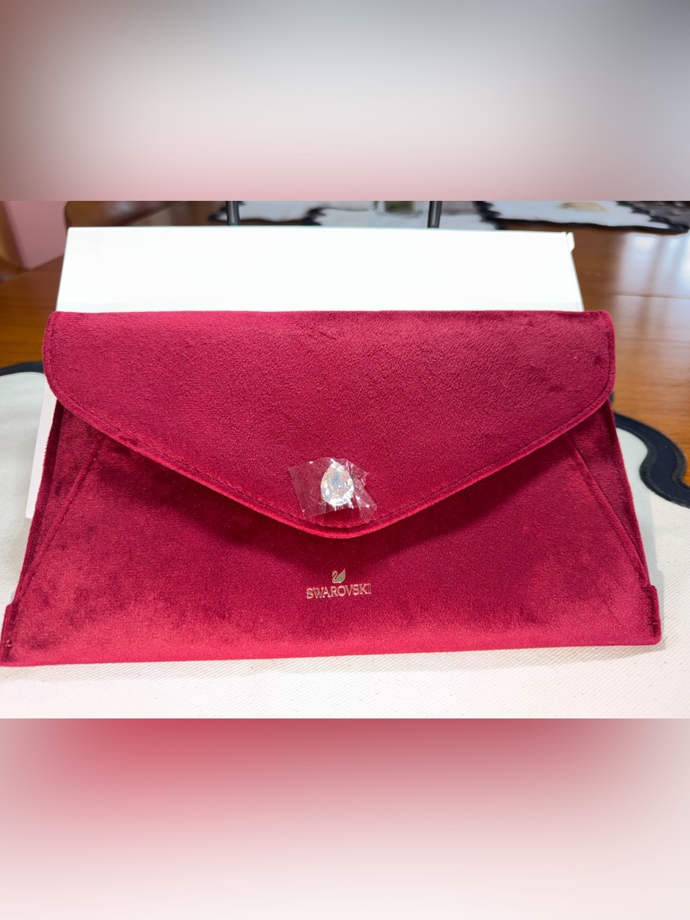 Swarovski Burgundy Velvet Holiday Clutch Crystal Evening Bag NWT w/ Gift Box